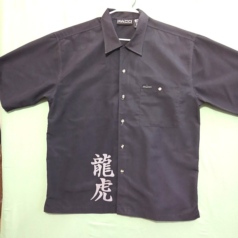 PACO Original Dragon-Tiger Mens Large Formal Shirt Black
